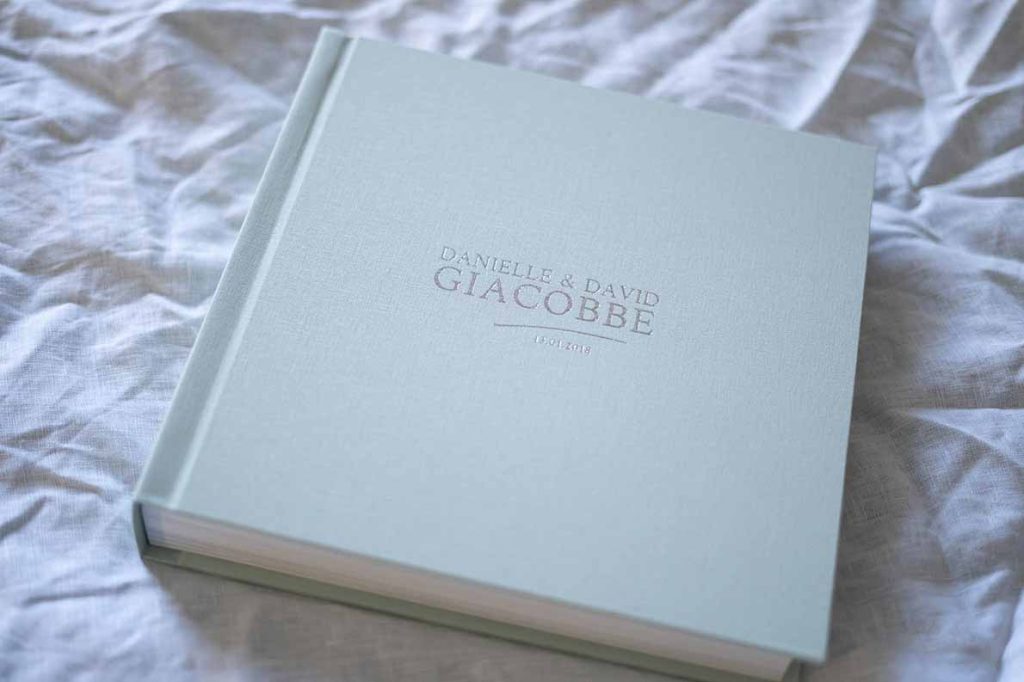 Wedding Albums Australia - Our Story - The Coffee Table Book Australia. Pale pastel green photo album cover perfect for a pretty pastel wedding colour palette.
